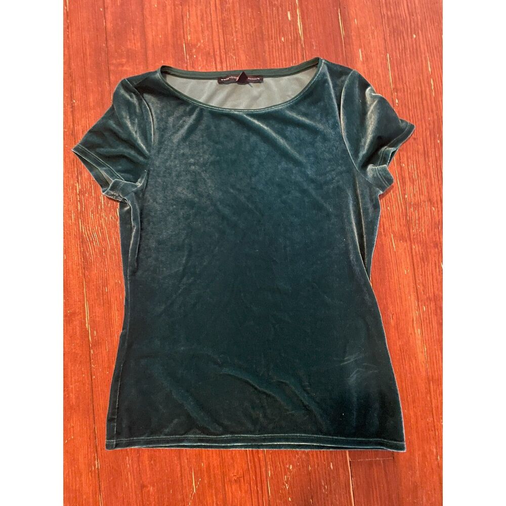 White House Market Forest Green Velvet Top Shirt XS